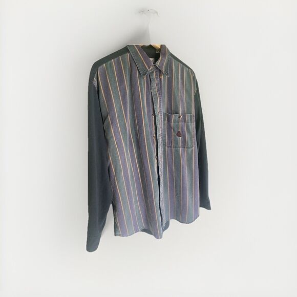 color blocked stripes two tone bugle boy button up size large 90's hipster dad - Picture 2 of 10
